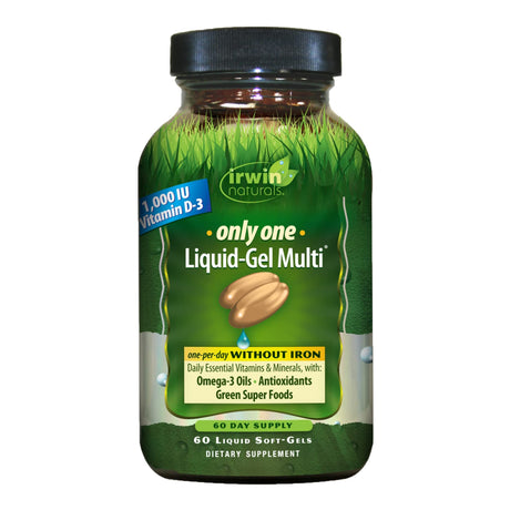 Irwin Naturals One Liquid-Gel Multi Without Iron, 60 Softgels - Multivitamin Supplement