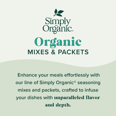 Simply Organic seasoning mixes and packets advertisement on a light green background