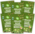 Six packages of Go Raw Organic Sprouted Seed Salad Topper on a white background