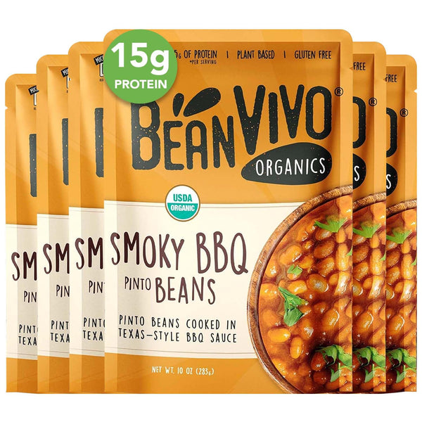 Bean Vivo Pinto Beans Smoky BBQ, Case of 6, 10 oz Each