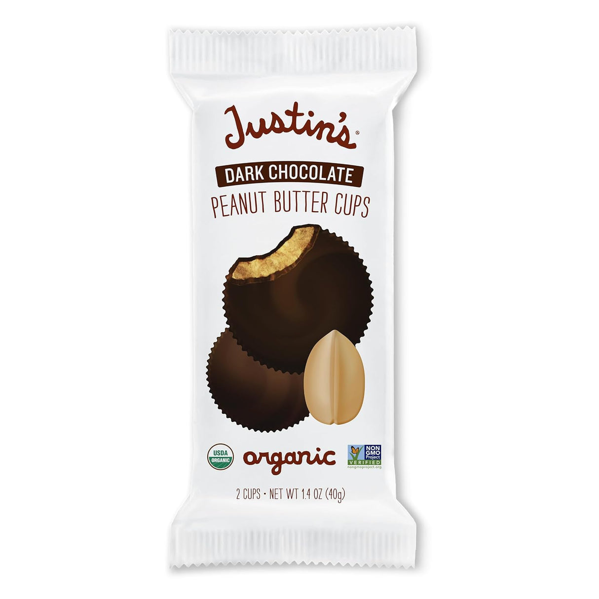 Justin's Organic Peanut Butter Cups, Milk Chocolate, 1.4 oz (Case of 12)