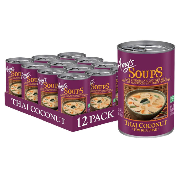 Amy's Organic Tom Kha Phak Thai Coconut Soup, Pack of 12 (14.1 Oz. Each)