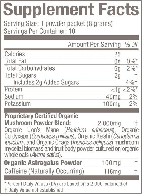Om Mushroom Superfood Coffee Latte Blend Mushroom Powder, Single Serve, 10 Count, Lion's Mane, Cordyceps, Reishi, Chaga - Cozy Farm 