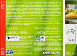 Biobag Food Scraps Compostable Bags, 3 Gallon, 25 Count, Case of 12