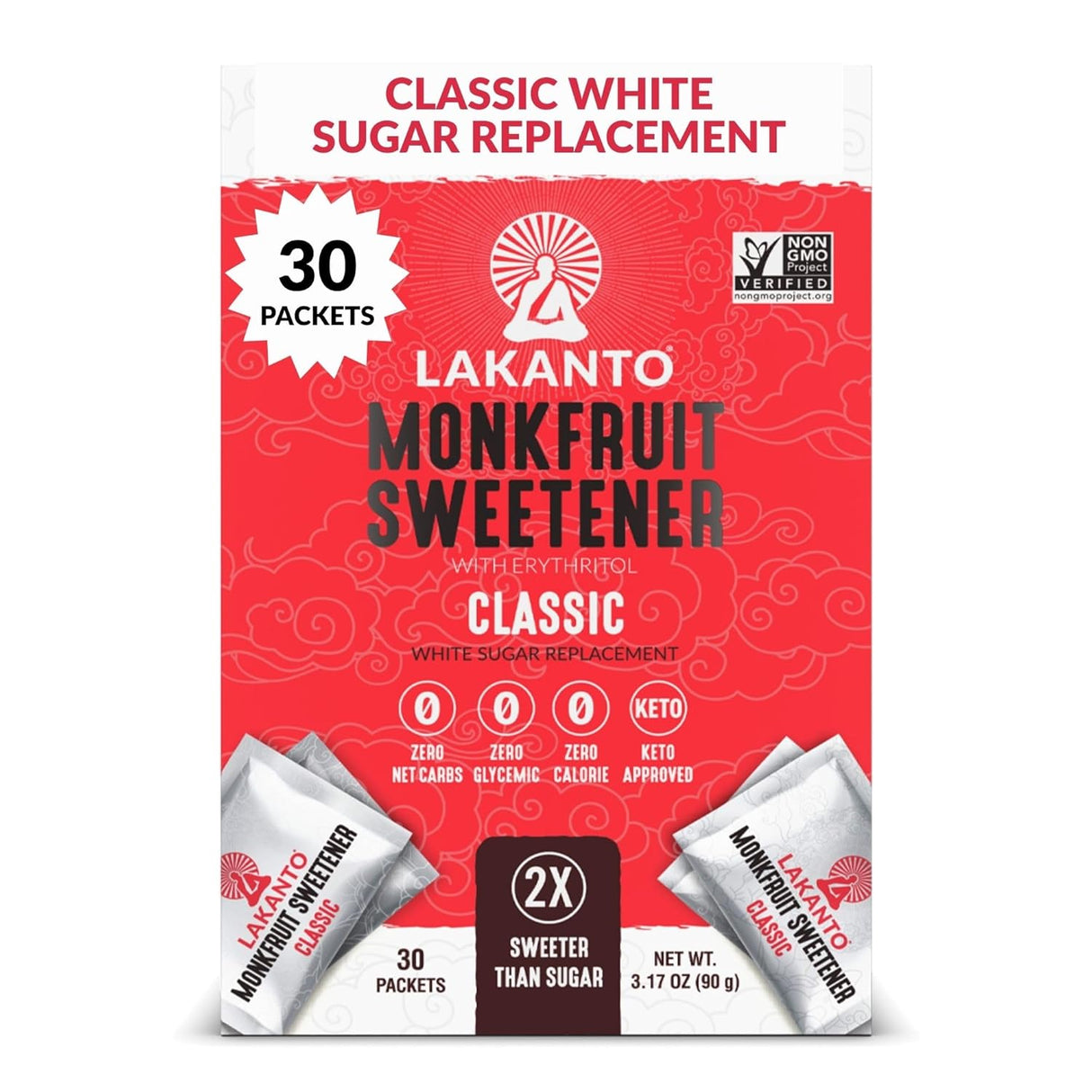 Lakanto Classic Monkfruit Sweetener, 3.17 oz., Pack of 8