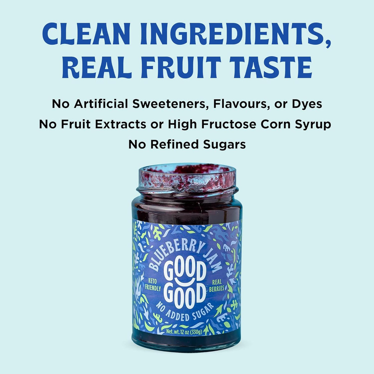 Good Good Blueberry No Sugar Jam, 6-Pack, 12 Oz.