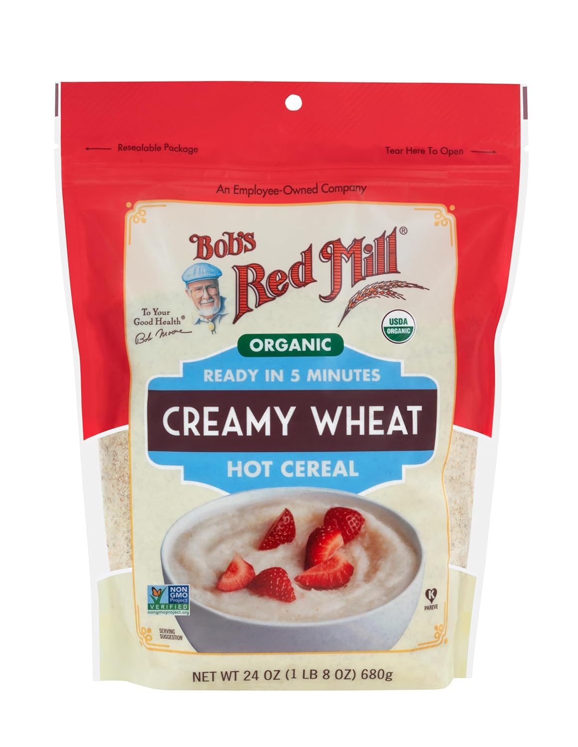 Bob's Red Mill Creamy Wheat Hot Cereal, Case of 4, 24 Oz – Whole Grain Breakfast Cereal
