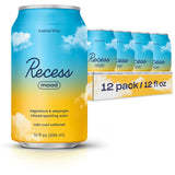 Recess mood sparkling water can with a tropical bliss design and packaging.