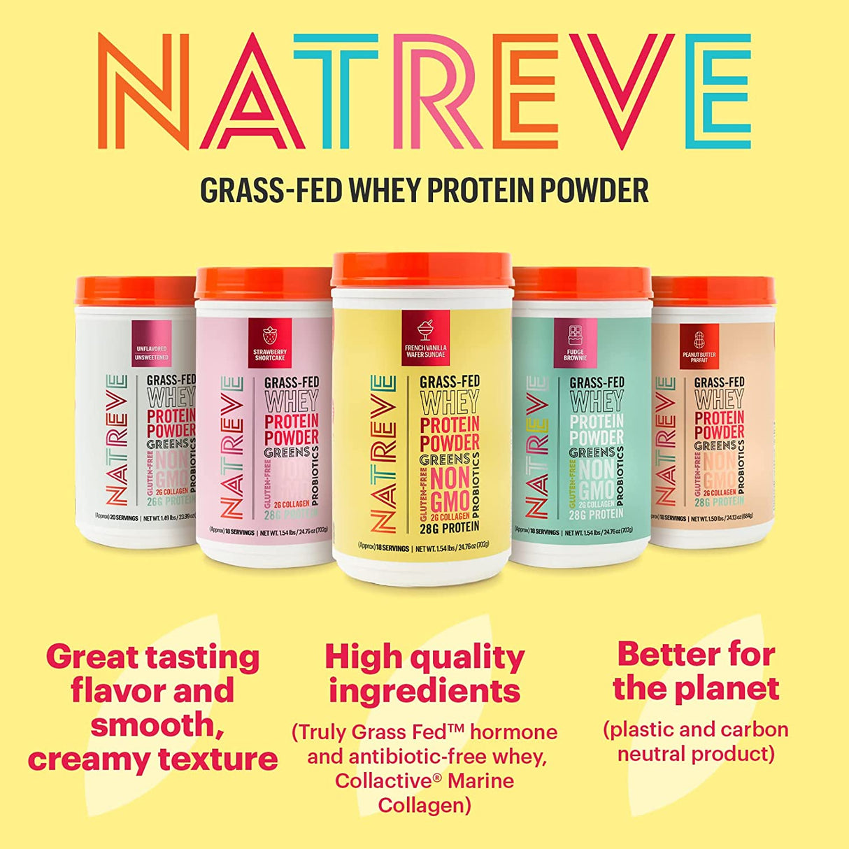 Natreve Vanilla Sundae Whey Protein Powder (Pack of 4) 23.8 Oz - Cozy Farm 