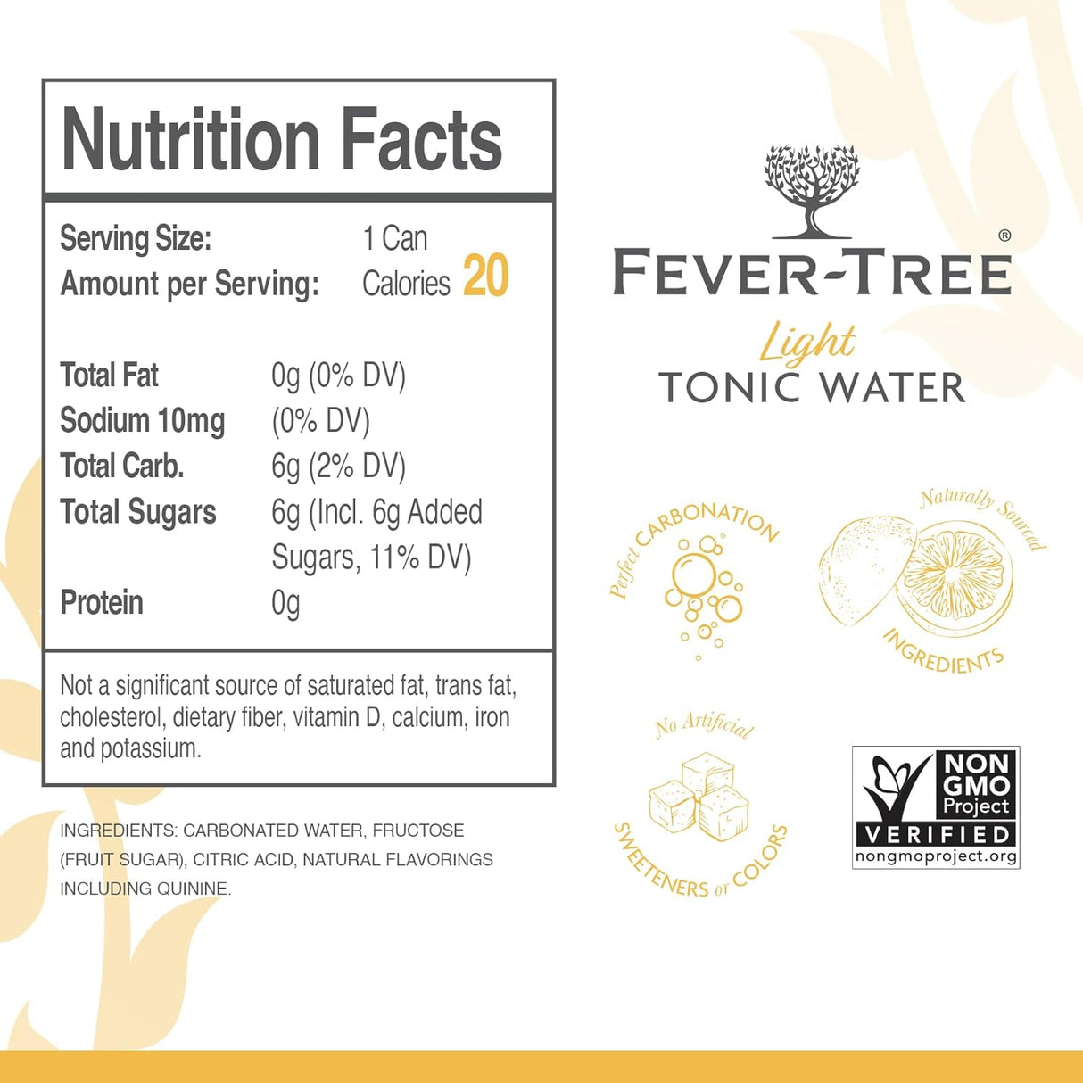 Fever-tree Tónico refrescante y ligero, paquete de 3, latas de 8.5 fl oz