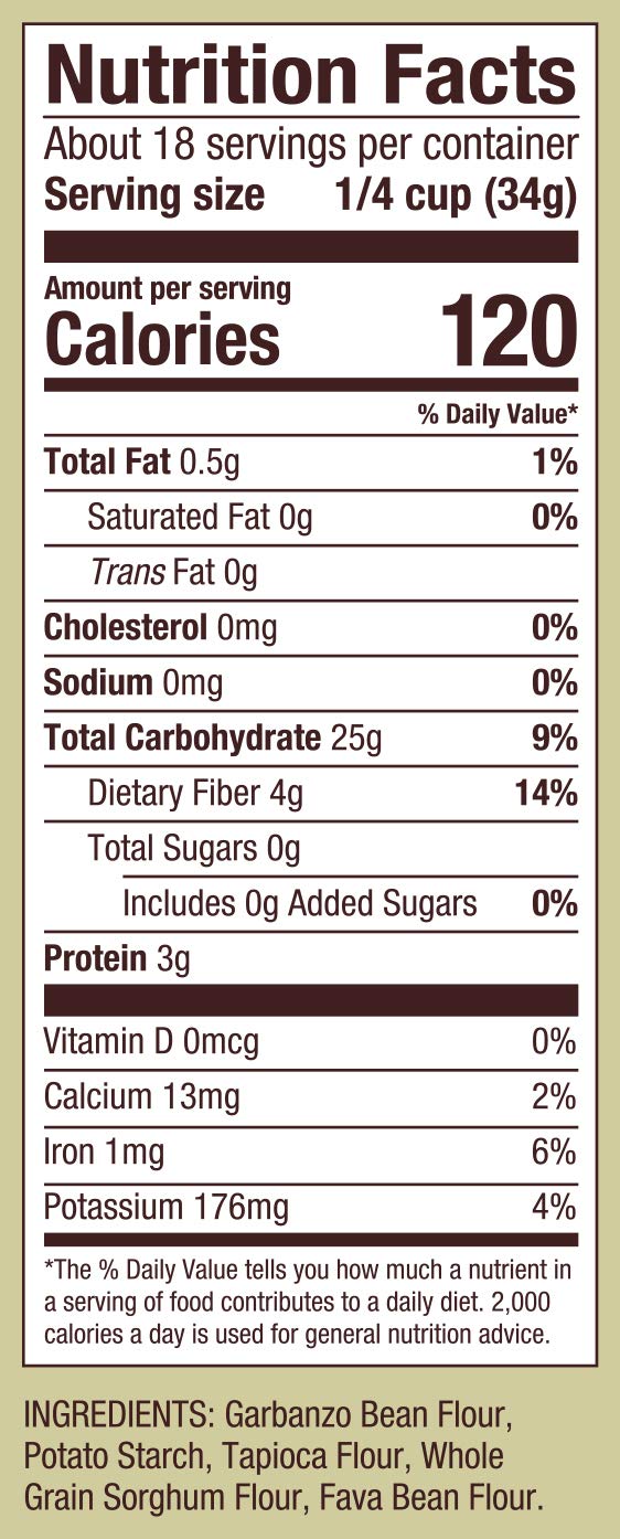Nutrition facts label for a product with detailed information on calories, nutrients, and ingredients.