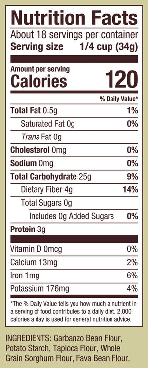 Nutrition facts label for a product with detailed information on calories, nutrients, and ingredients.