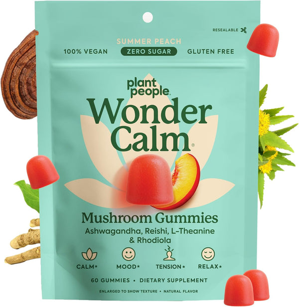 Plant People Mushroom Wonder Calm, Peach, 60 Count