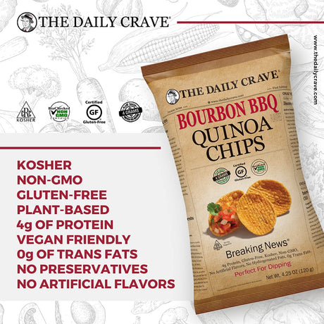 The Daily Crave Bourbon BBQ Quinoa Chips, 4.25 oz, Pack of 8