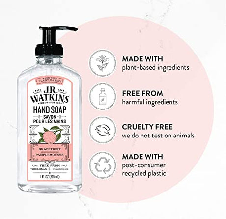 J.R. Watkins Hand Soap Gel Grapefruit, 11 Fl Oz (Pack of 3) - Cozy Farm 