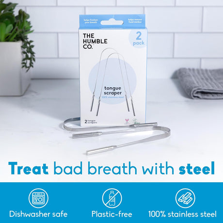The Humble Co. Steel Tongue Scraper, 2 ct (Case of 6)