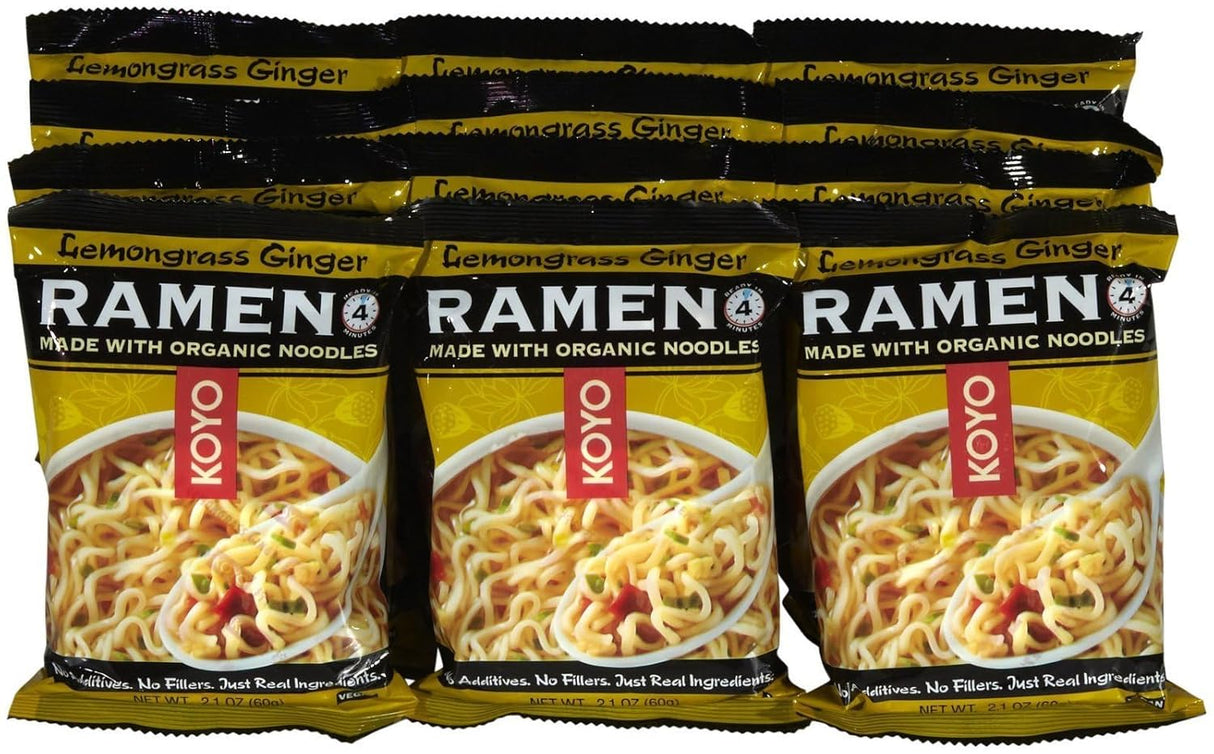 Koyo Lemongrass Ginger Instant Ramen, Case of 12, 2.1 Oz.