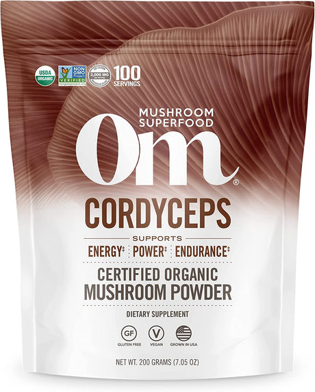 Om Mushroom Sup. Cordyceps Organic Mushroom Powder, 7.05 Oz. - Cozy Farm 