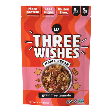 Three Wishes Granola - Grain Free Maple Pecan, 8 oz (Pack of 8) - Healthy Breakfast Cereal
