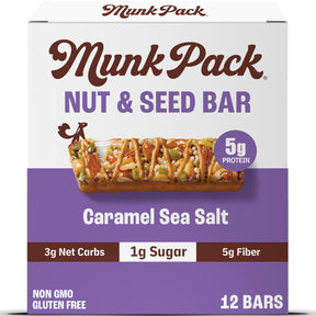 Munk Pack Keto Bar, Nut & Seed Caramel Sea Salt, Case of 12 (1.23 oz each)