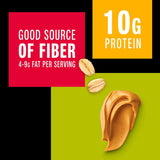 Nut butter with fiber and protein information on a colorful background