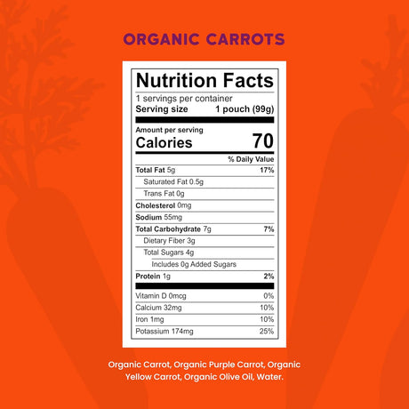Serenity Kids Carrot Medley Pouch, Organic Baby Food, 3.5 oz, Pack of 6