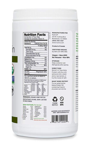 Nutiva Organic Hemp Protein Hi-Fiber, 16 Oz. - Cozy Farm 