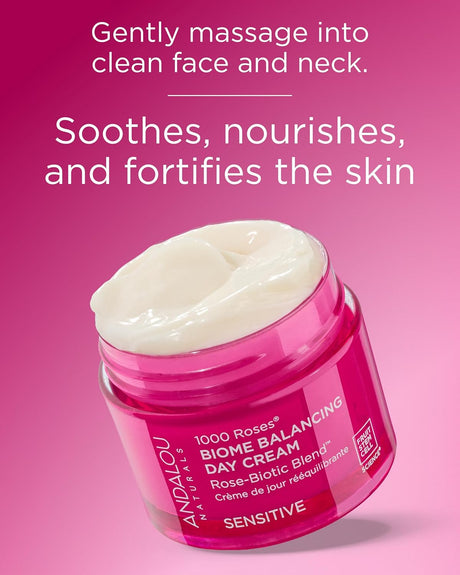 Andalou Naturals Biome Balancing Sensitive Face Cream, Gluten-Free, 1.7 Oz.