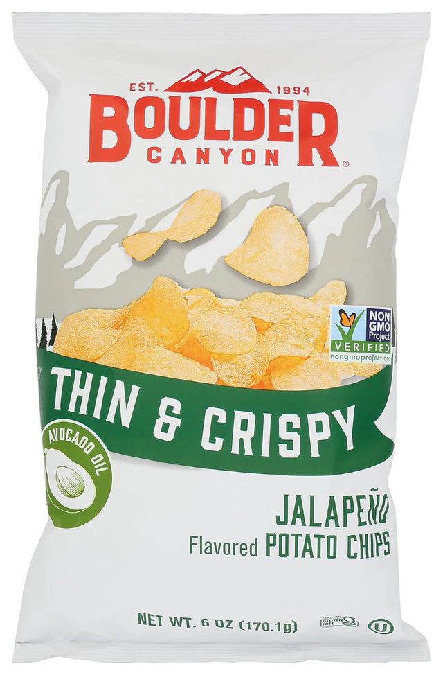Boulder Canyon Potato Chips Jalapeno, 6 oz (Pack of 12) - Gluten-Free Snack