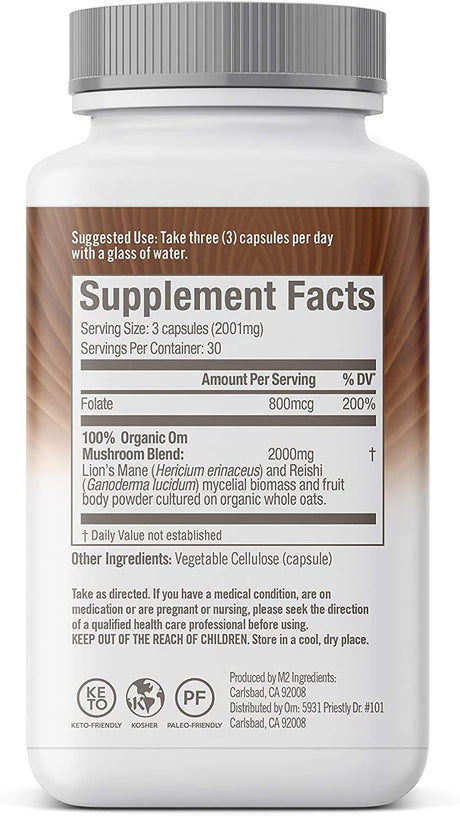 Om Mushroom Superfood Brain Fuel Capsules, 90 ct - Lion's Mane & Reishi (Packaging May Vary)