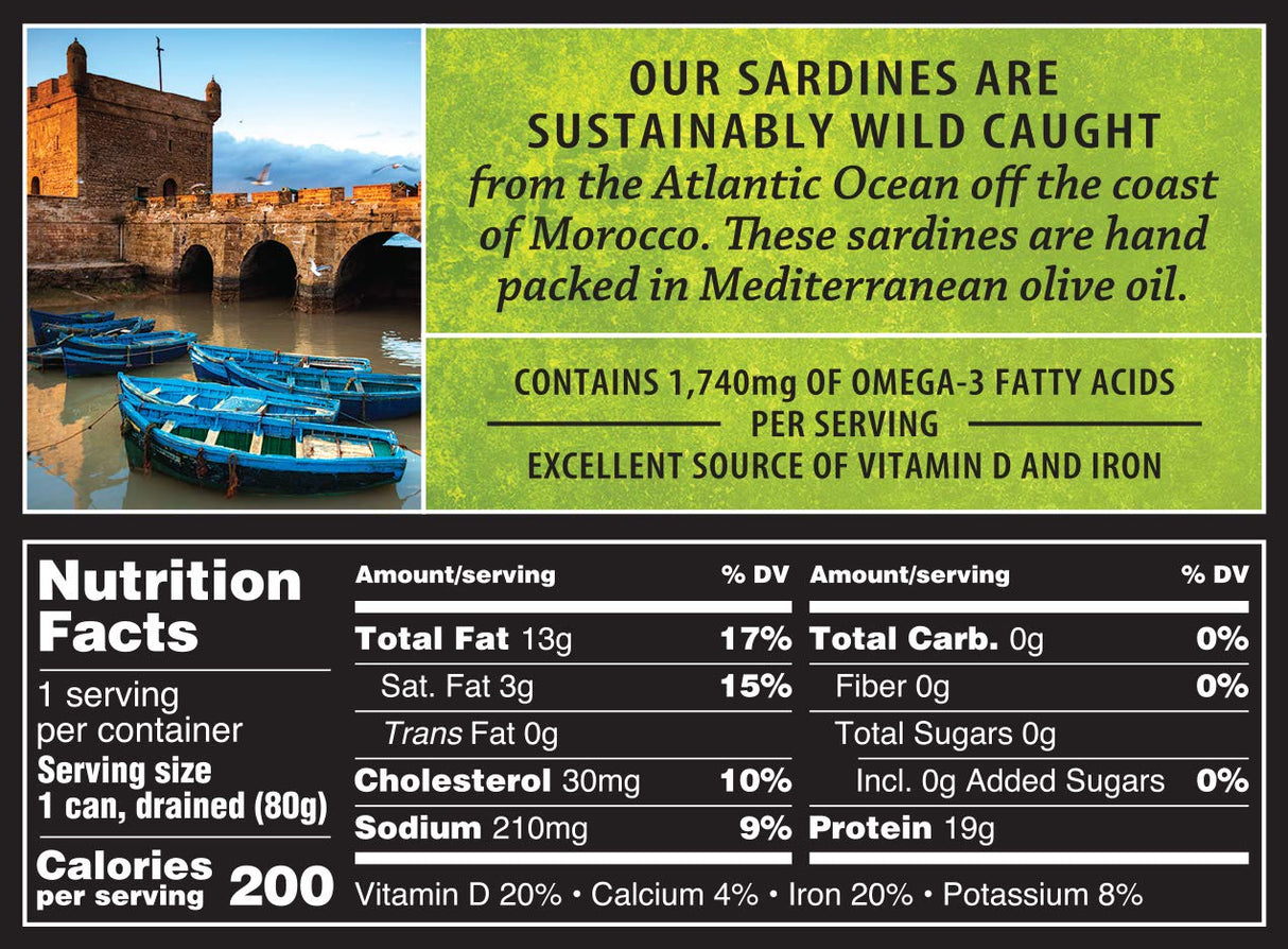 Crown Prince 3.75 Oz. Skinless & Boneless Sardines in Olive Oil (12 Pack)