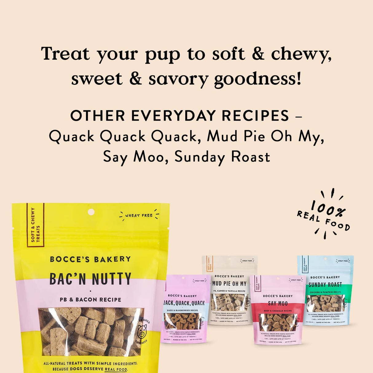 Bocce's Bakery Dog Treat Bac'n Nutty Soft, 12-Pack (6 oz. Each) - Cozy Farm 