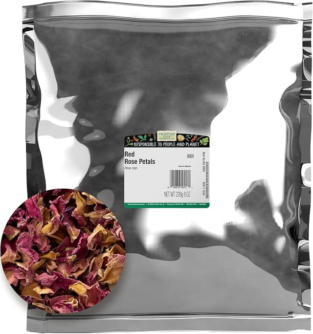 Frontier Natural Products Coop - Red Rose Petals, 8 oz (Pack of 12) - Kosher Yeast-Free Tea