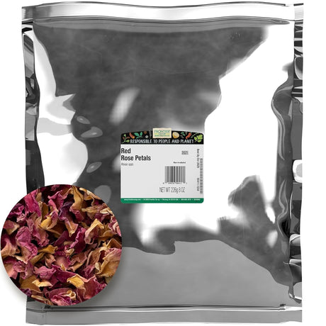 Frontier Natural Products Coop - Organic Red Rose Petals, 8 oz (Pack of 12) - Culinary Grade Flowers