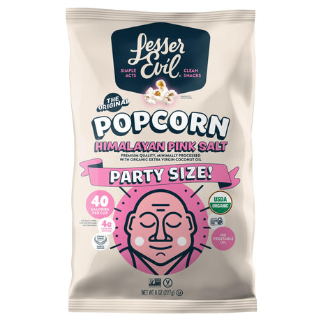 Lesser Evil Organic Popcorn, Himalayan Pink Salt, 8 oz (Pack of 7) - Gluten-Free Snack