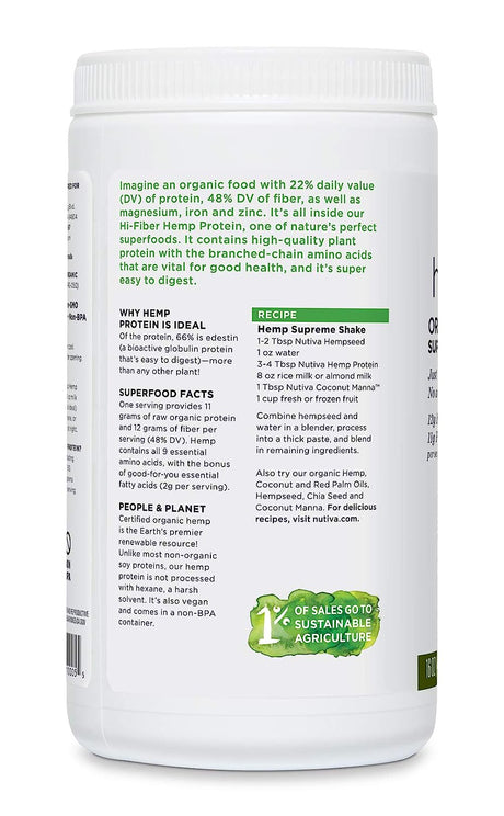 Nutiva Organic Hemp Protein Hi-Fiber, 16 Oz. - Cozy Farm 