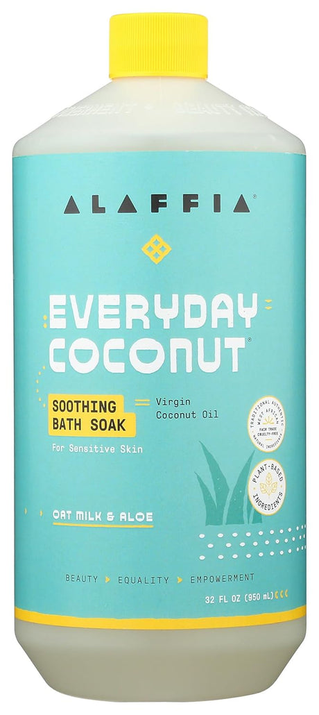 Alaffia - Oat Milk Aloe Bath Soak, 32 fl oz - Soothing Skin Relief