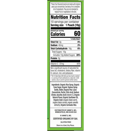 Nutrition facts label on a white background