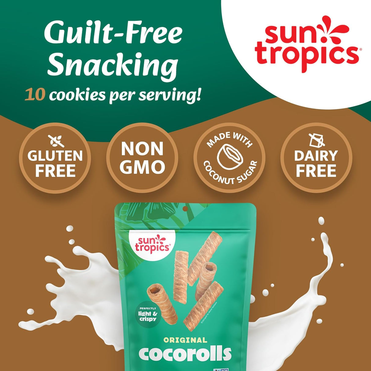 Sun Tropics Coco Rolls, Original Rolled Coconut Wafers (Pack of 12, 4 Oz.)