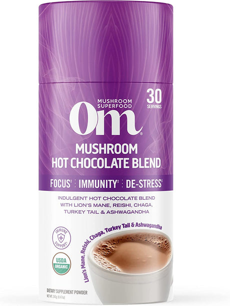 Om Mushroom Superfood Hot Chocolate Blend Mushroom Powder, 8.47 Oz - Cozy Farm 