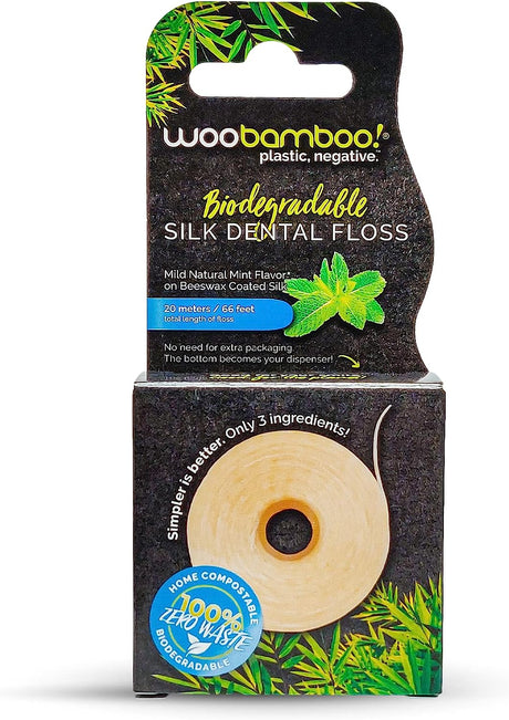 Woobamboo Silk Mint Dental Floss - 20 Meters - Case of 6 - Cozy Farm 