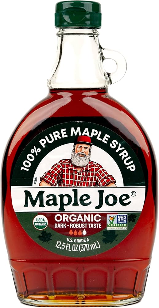Maple Joe - Organic Dark Maple Syrup, 12.5 fl oz (Pack of 12) - Gluten-Free Kosher