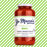 Yo Mama's Foods Tomato Basil Pasta Sauce, Gluten-Free, Vegan, Case of 6 (25 oz)