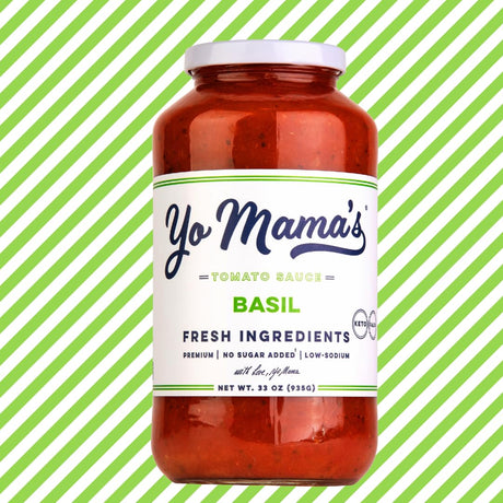 Yo Mama's Foods Tomato Basil Pasta Sauce, Gluten-Free, Vegan, Case of 6 (25 oz)