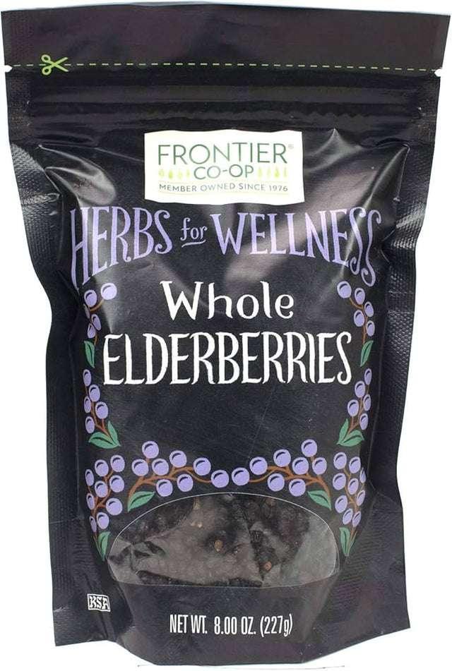 Frontier Natural Products Coop - Whole Elderberries, 8 oz (Pack of 12) - Kosher Elderberry Bulk
