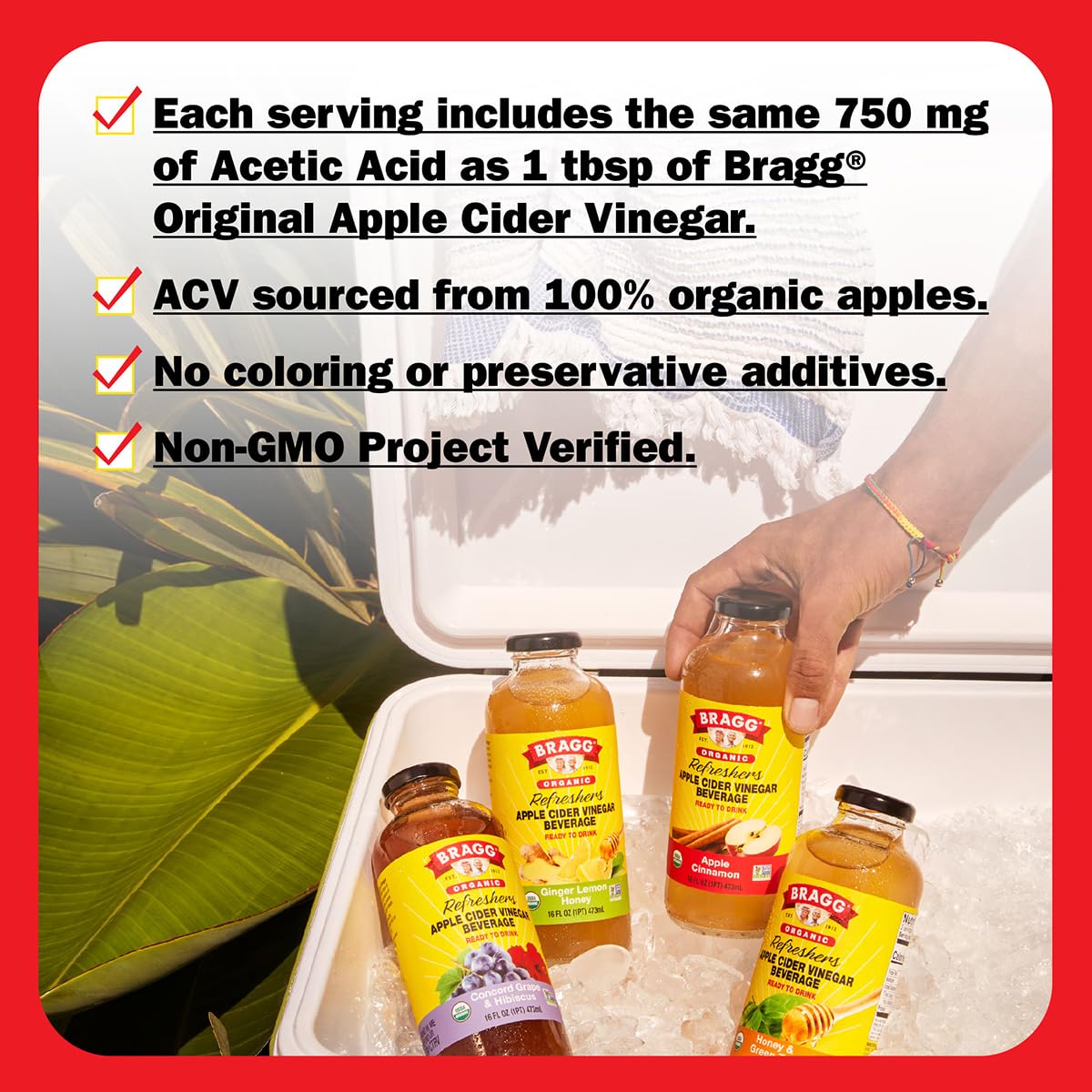 Bragg Apple Cider Vinegar Hibiscus Refreshers, 12 x 16 fl oz.