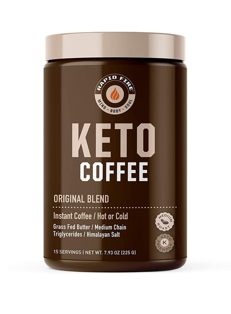 Rapid Fire Ketogenic Fair Trade Instant Keto Coffee Mix - Canister of 7.93 Oz - Cozy Farm 