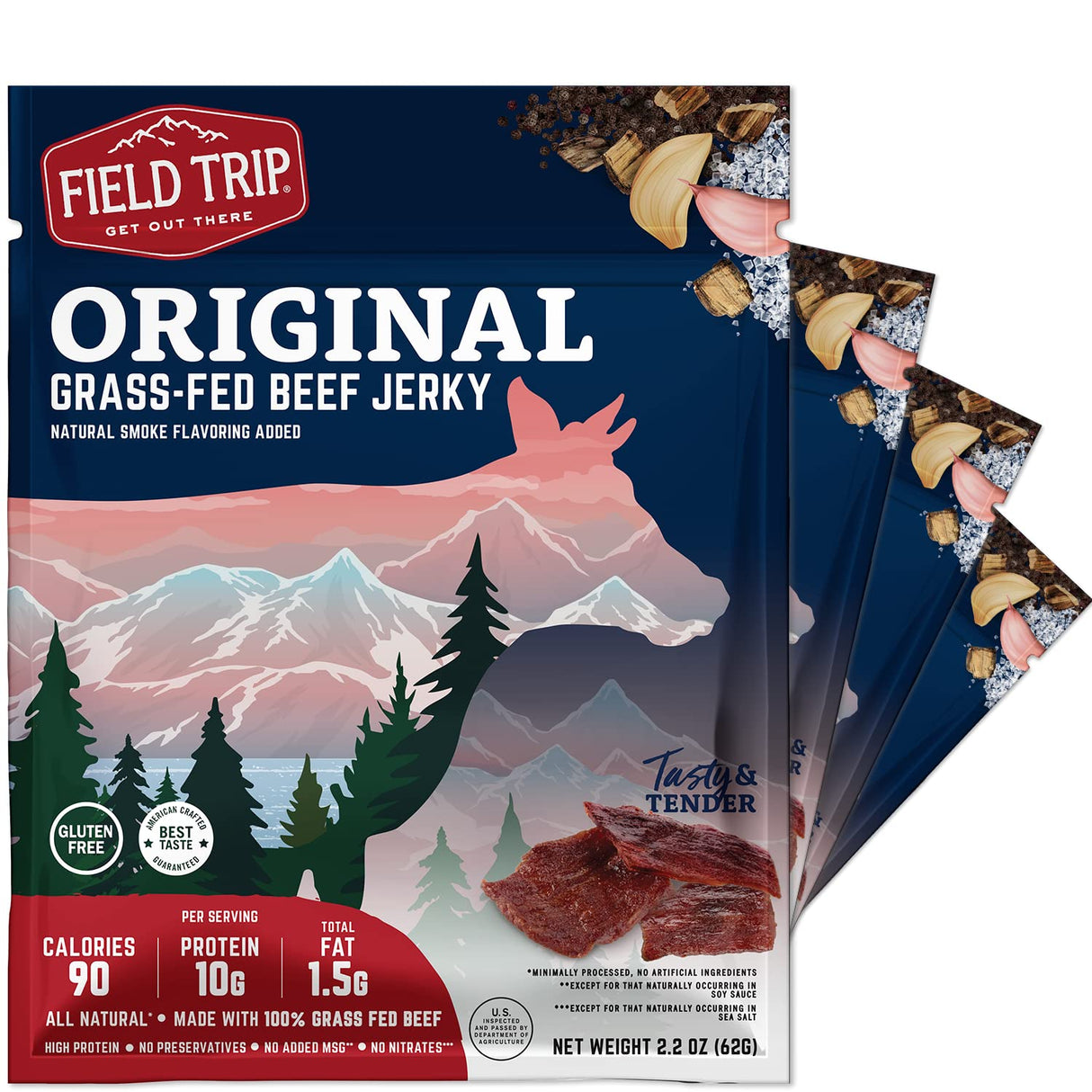Field Trip Korean BBQ Beef Jerky, Gluten-Free, 2.2 oz, Pack of 9