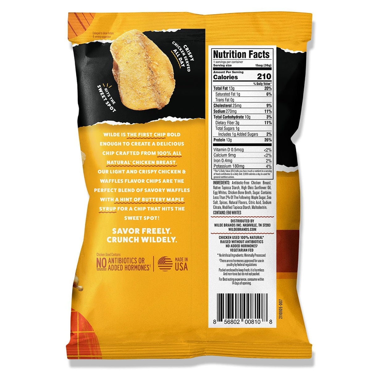 Wilde Chips Chicken & Waffles Protein Chips, 2.25 Oz. (Pack of 12)