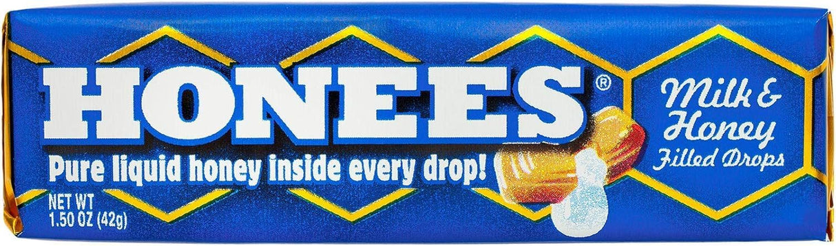 Honees Milk and Honey Filled Bite-Sized Soft Caramel Drops, Pack of 24, 1.5 Oz.